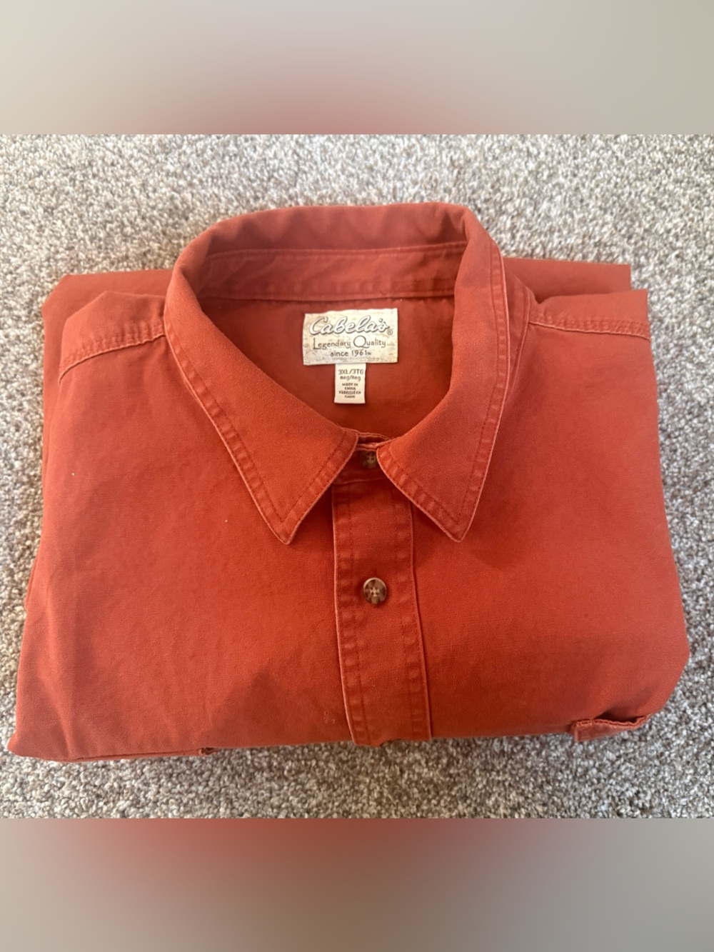 Cabela's Rust Short Sleeve Canvas Button-Up Shirt